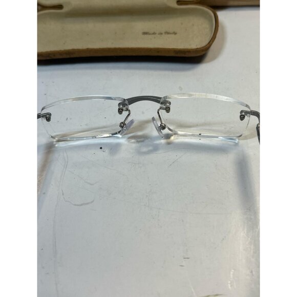 Vintage Rimless Women's Gold Eyeglasses Metal Frame Chesterfield Case - Picture 2 of 4